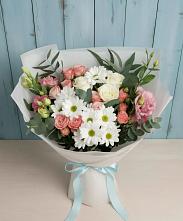 Букет цветов из:  Розы, Лизиантусы и Хризантемы #REPLACE_PRED# Новую Купавну