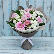 Букет цветов из:  Герберы, Альстромерии и Хризантемы в Новую Купавну