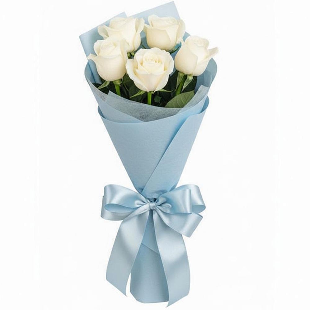 Букет 5 Белых роз Проуд в Новую Купавну