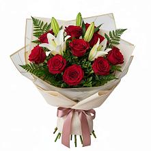 Букет цветов из:  Лилии и Розы в Новую Купавну