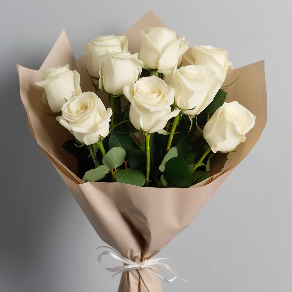 Букет 9 Белых роз Эдлесс Лав в Новую Купавну