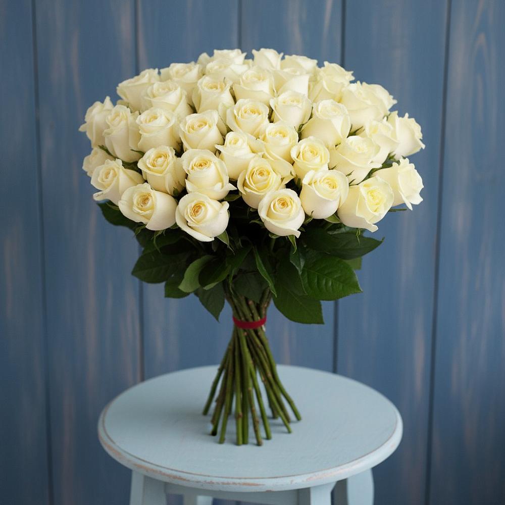 Букет 51 Белая роза Эдлесс Лав в Новую Купавну