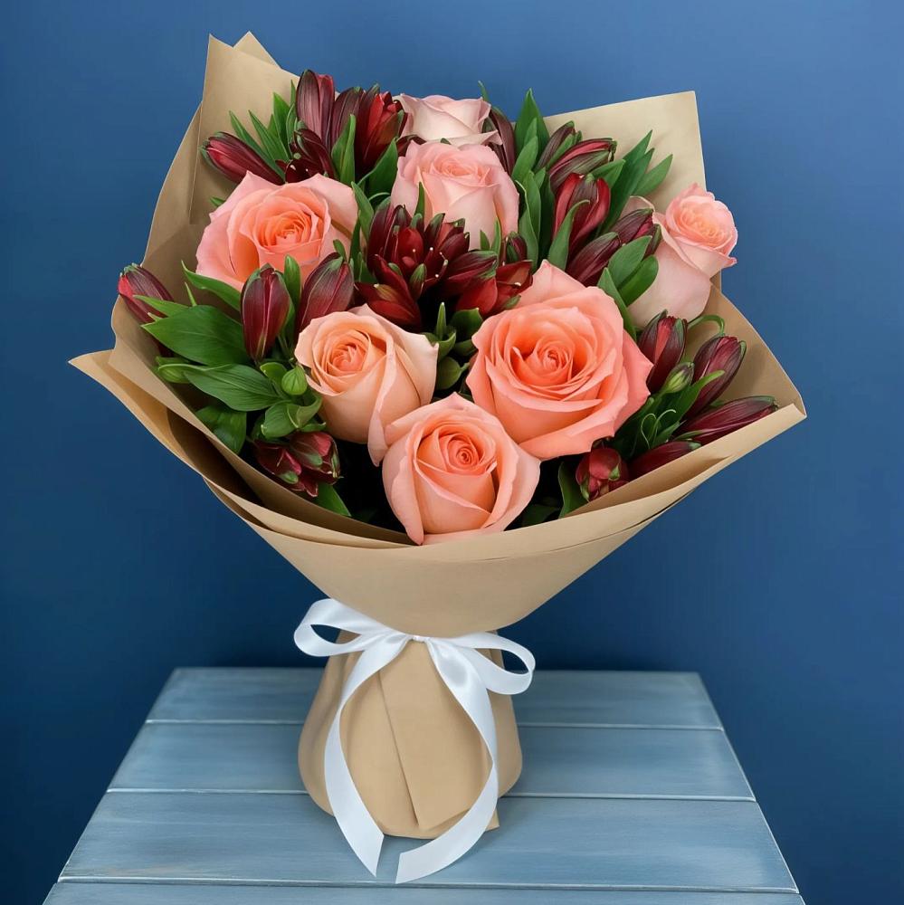 Букет цветов из: Розы и Альстромерии в Новую Купавну