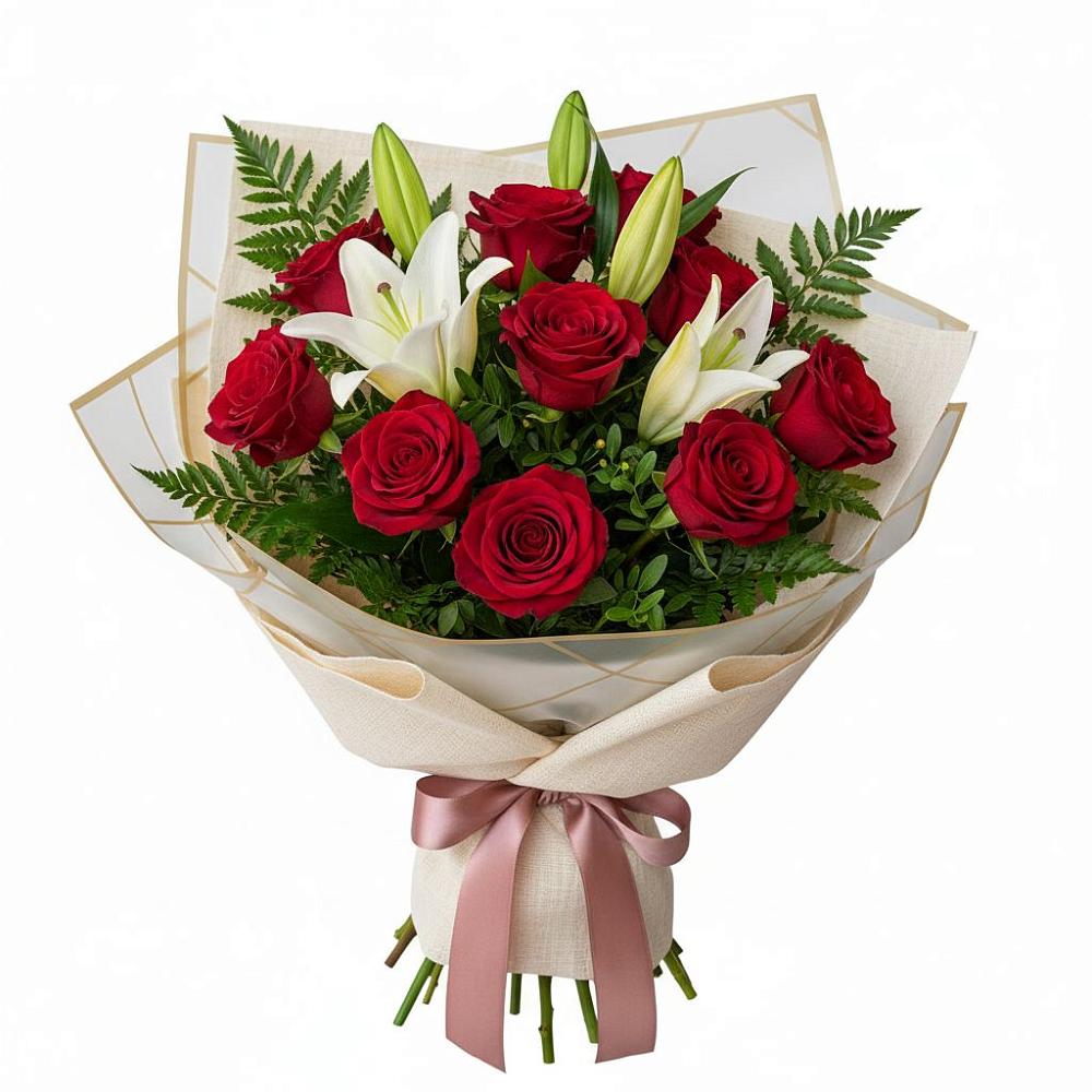 Букет цветов из: Лилии и Розы в Новую Купавну