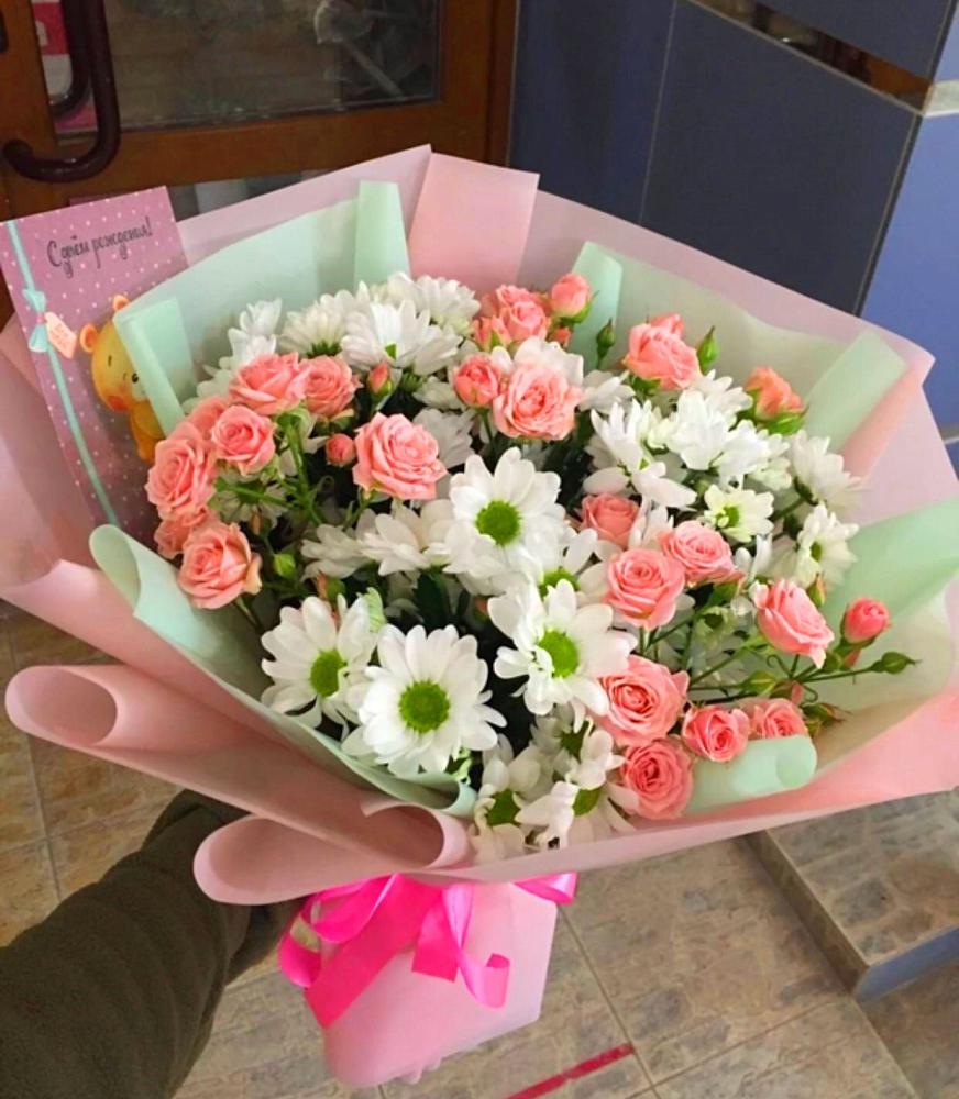 Букет цветов из: Розы и Хризантемы в Новую Купавну