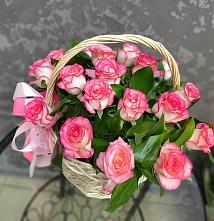 Цветочная композиция из Розы в корзине в Новую Купавну