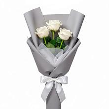Букет 3 белые розы в Новую Купавну