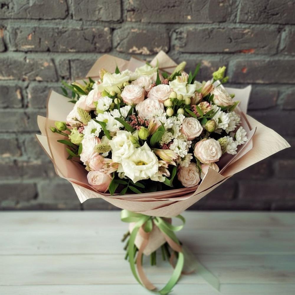 Букет цветов из: Альстромерии, Розы и Хризантемы в Новую Купавну