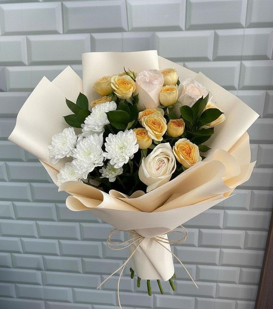 Букет цветов из: Розы и Хризантемы в Новую Купавну