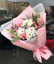 Букет цветов из:  Розы, Лизиантусы и Хризантемы #REPLACE_PRED# Новую Купавну