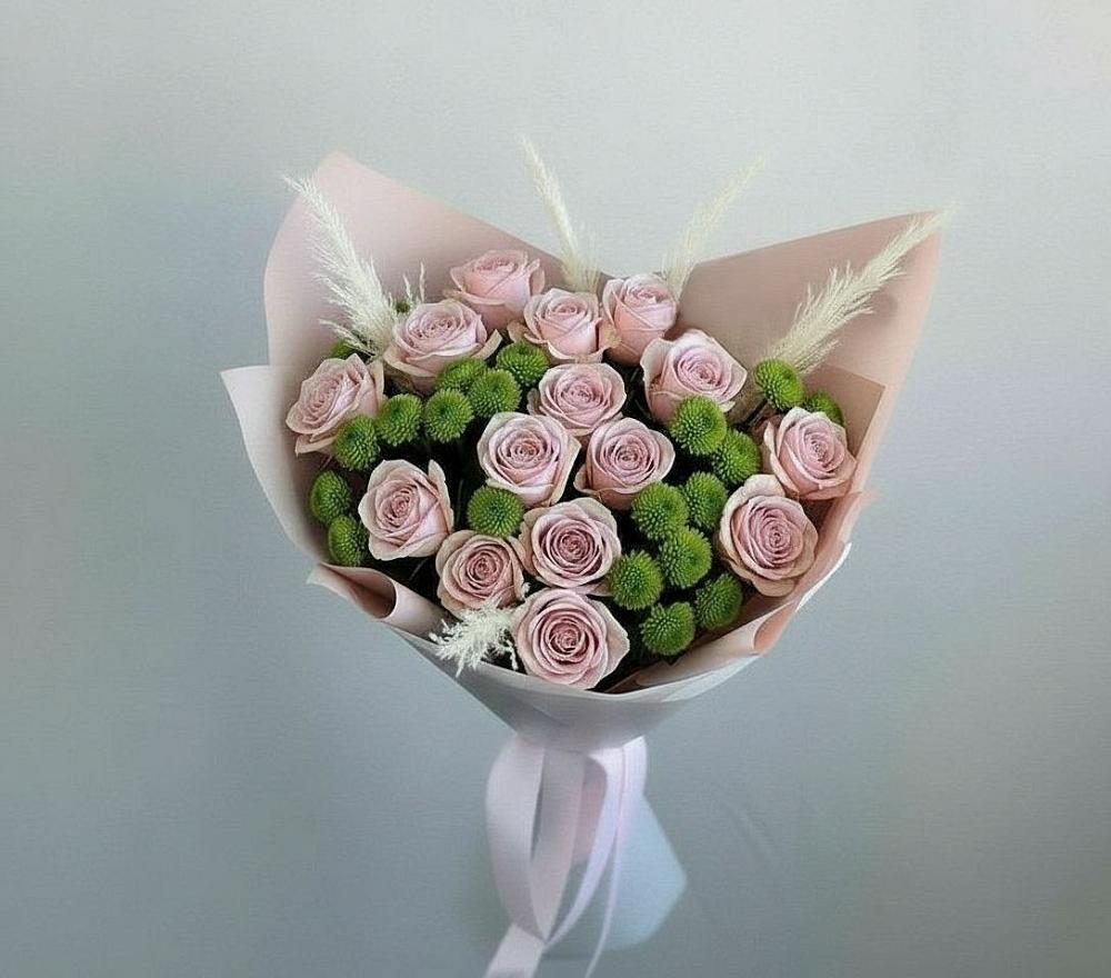 Букет цветов из: Розы и Хризантемы в Новую Купавну