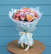 Букет цветов из:  Хризантемы и Розы в Новую Купавну