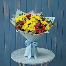 Букет цветов из:  Альстромерии и Хризантемы в Новую Купавну