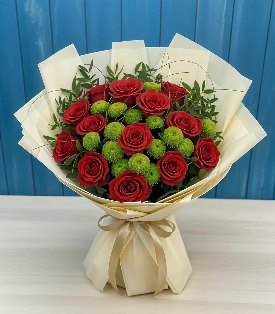 Букет цветов из: Розы и Хризантемы в Новую Купавну