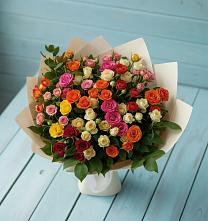 Букет Микс из разноцветных кустовых роз в Новую Купавну